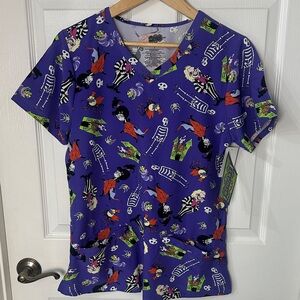 Beetlejuice Purple Halloween Themed Scrub Top